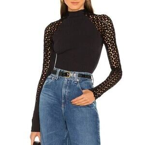 FREE PEOPLE Women's Clemente Mock Neck Top in Black size Extra Small NWOT